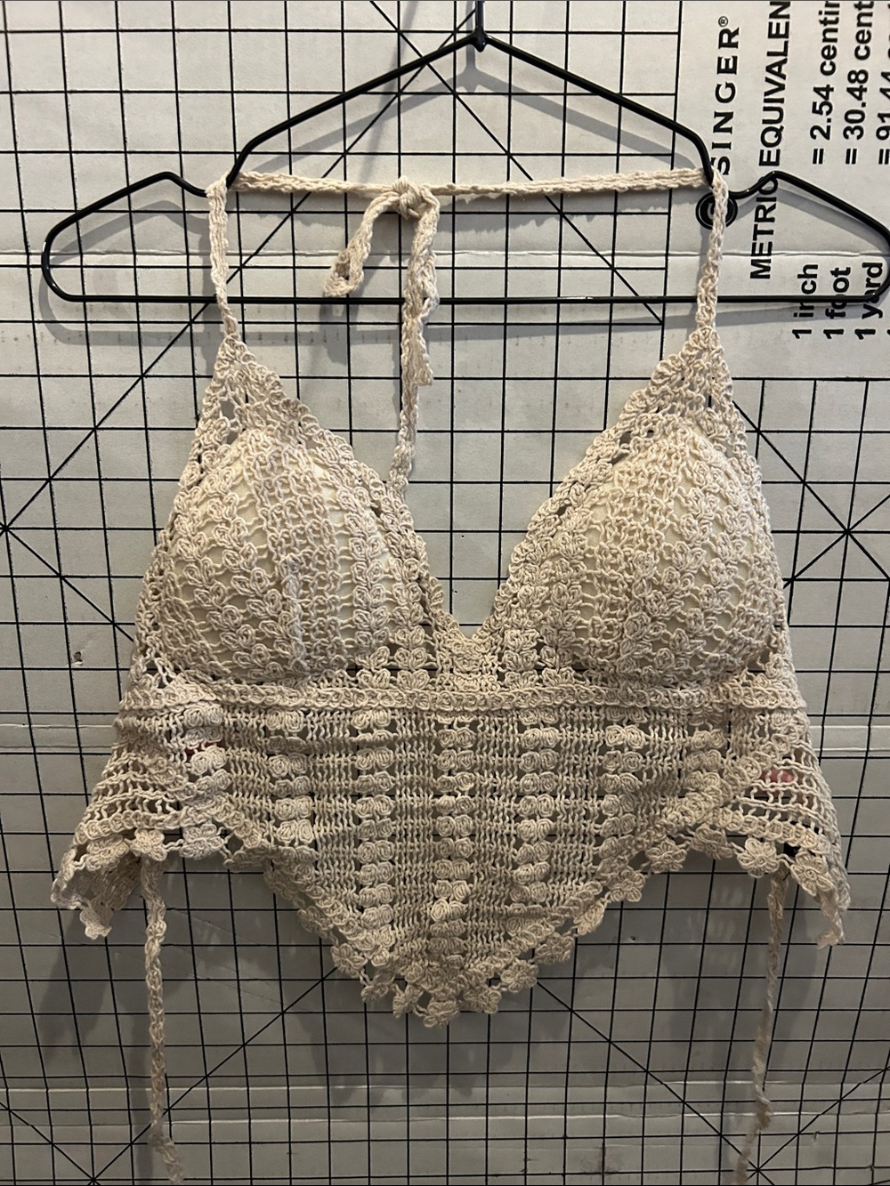 SHEIN Cream Crochet Halter Bralette Top